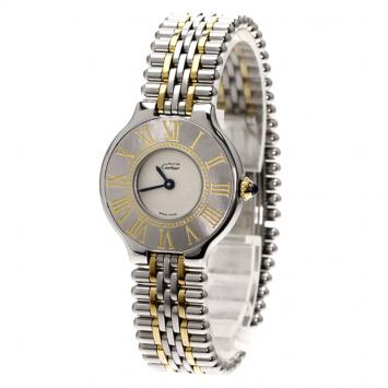 Pre Owned Cartier Ivory Stainless Steel Must 21 Women's Wristwatch 27MM
