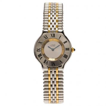 Pre Owned Cartier Silver Stainless Steel Must 21 Women's Wristwatch 31MM