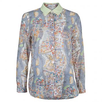 Pre Owned Carven Multicolor Print Long Sleeve Buttondown Cotton Shirt M