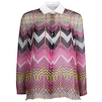 Pre Owned Carven Multicolor Silk Button Down Long Sleeve Shirt L