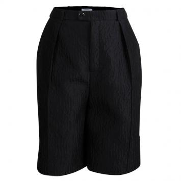 Pre Owned Carven Black Textured High Waist Bermuda Shorts L