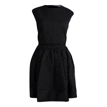 Pre Owned Carven Black Textured Sleeveless Dress L