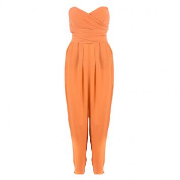 Pre Owned Catherine Malandrino Tangerine Strapless Jumpsuit L