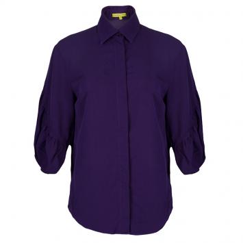 Pre Owned Catherine Malandrino Purple Long Sleeve Silk Blouse S