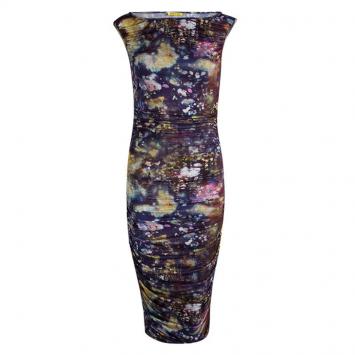 Pre Owned Catherine Malandrino Multicolor Printed Ruched Sleeveless Janelle Dress S