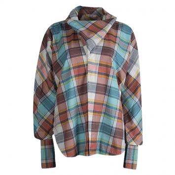 Pre Owned Celine Checkered Flap Detail Button Down Cotton Shirt M