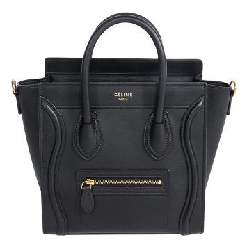 Pre Owned Celine Black Leather Nano Luggage Tote