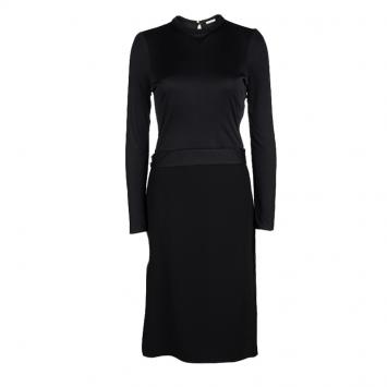 Pre Owned Celine Black Slit Back Detail Long Sleeve Dress L