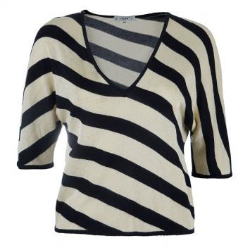 Pre Owned Celine Monochrome Knit Stripe Top L
