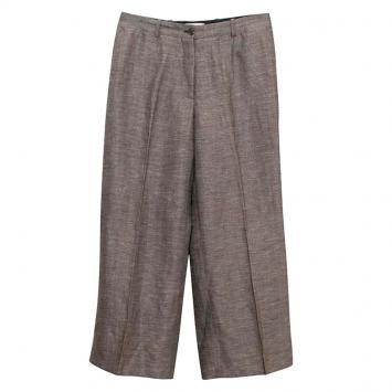 Pre Owned Celine Brown Tweed Wide Leg Pants M