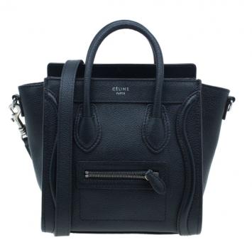 Pre Owned Celine Black Leather Nano Luggage Tote