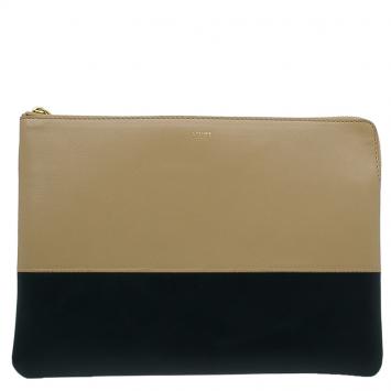 Pre Owned Celine Bi Color Leather Solo Clutch