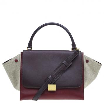 Pre Owned Celine Tri Color Leather/Canvas Medium Trapeze Bag