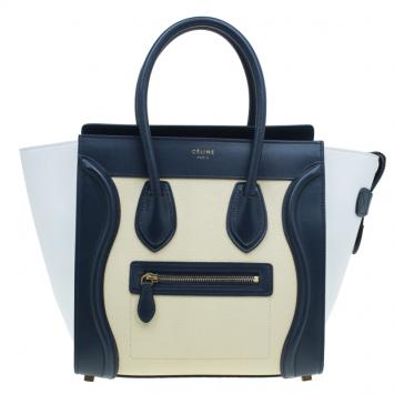 Pre Owned Celine Tri color Leather Micro Luggage Tote