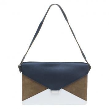Pre Owned Celine Tricolor Leather and Suede Diamond Clutch Bag