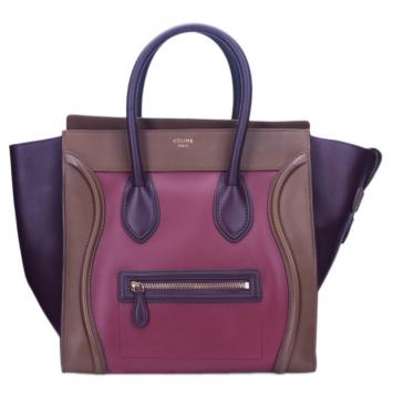 Pre Owned Celine Tricolor Calfskin Leather Mini Luggage Tote 