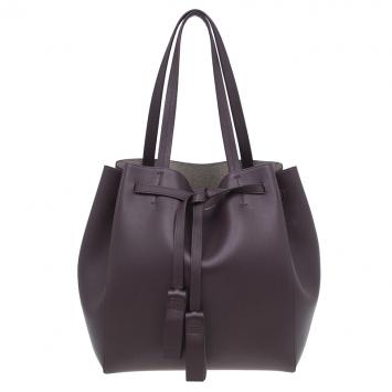 Pre Owned Celine Burgundy Leather Medium Tassel Phantom Cabas Tote