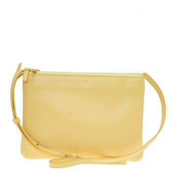 Pre Owned Celine Yellow Leather Trio Crossbody Bag
