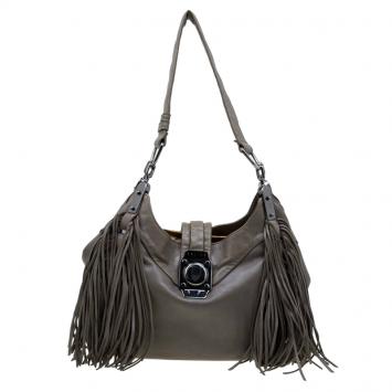 Pre Owned Celine Sage Green Leather Dimitri Hobo