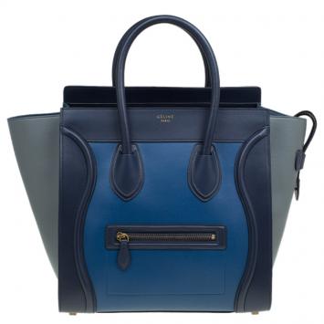 Pre Owned Celine Tricolor Leather Mini Luggage Tote