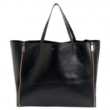 Pre Owned Celine Black Leather Gusset Cabas Tote Bag