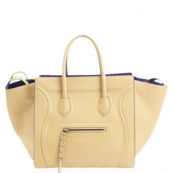 Pre Owned Celine Beige Leather Phantom Luggage Tote