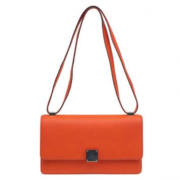 Pre Owned Celine Neon Orange Leather Small Case Shoulder Bag