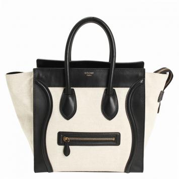 Pre Owned Celine Bicolor Leather Mini Luggage Tote Bag