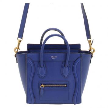 Pre Owned Celine Blue Leather Nano Luggage Tote