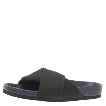 Pre Owned Celine Black Crepe Satin Flat Sandals Size 37