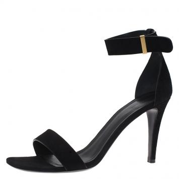 Pre Owned Celine Black Suede Ankle Strap Sandals Size 40
