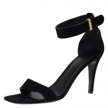 Pre Owned Celine Black Suede Ankle Strap Sandals Size 39