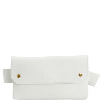Pre Owned Celine White Calfskin Leather Bum Waist Bag