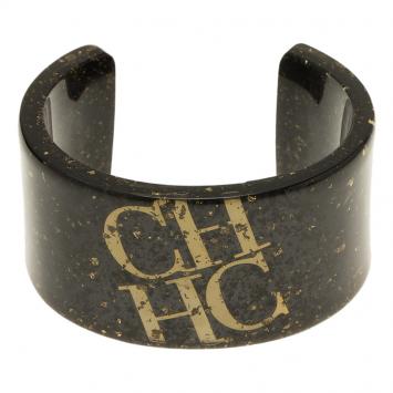Pre Owned CH Carolina Herrera Brown and Gold Resin Bangle Bracelet