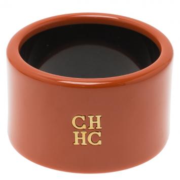 Pre Owned CH Carolina Herrera Orange Extra Wide Cuff Bracelet 