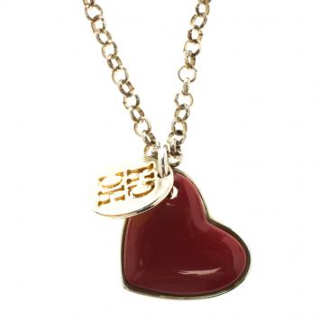 Pre Owned Carolina Herrera Resin Heart Gold Tone Pendant Necklace