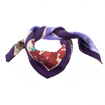 Pre Owned CH Carolina Herrera Multicolor Bird and Floral Print Silk Square Scarf