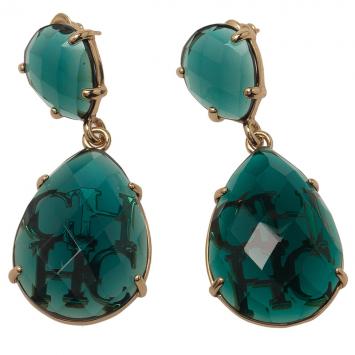 Pre Owned Carolina Herrera CH Green Dangle Earrings