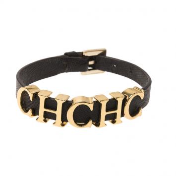 Pre Owned  Carolina Herrera CH Logo Leather Bracelet