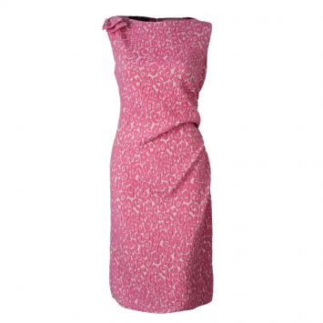 Pre Owned CH Carolina Herrera Pink Leopard Print Sleeveless Dress L