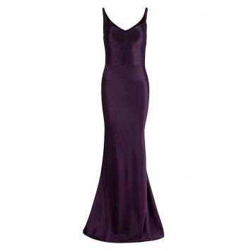 Pre Owned CH Carolina Herrera Purple Silk Sleeveless Evening Gown S