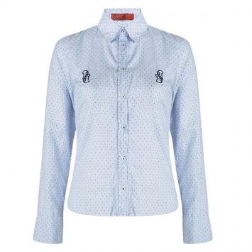 Pre Owned CH Carolina Herrera Blue Striped Dotted Long Sleeve Shirt M