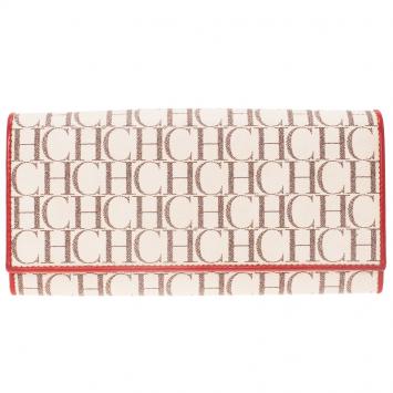 Pre Owned Carolina Herrera Beige Monogram Canvas Continental Wallet