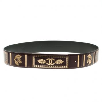 Pre Owned Chanel Burgundy Leather A Tale From Paris to Salzburg Belt 85 CM