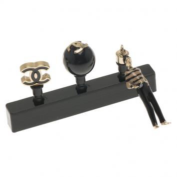 Pre Owned  Chanel CC Smartphone Dust Plugs, A Set Of Three Enamel Charms