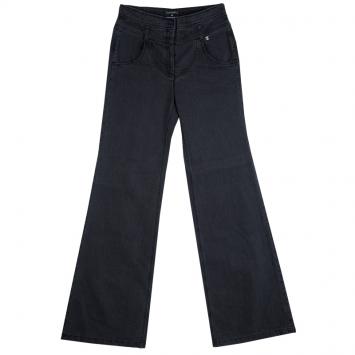 Pre Owned Chanel Grey Denim Flared High Waist Jeans M