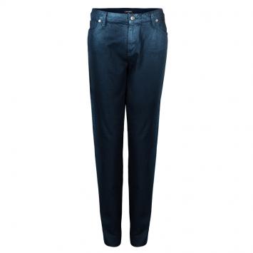 Pre Owned Chanel Indigo Metallic Finish Denim Pants L