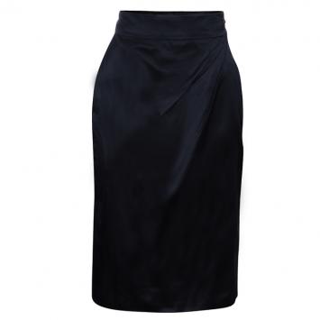 Pre Owned Chanel Black Silk Skirt M