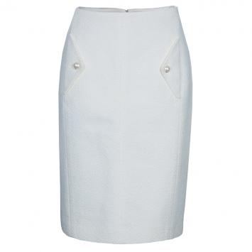Pre Owned Chanel Off-white Tweed Skirt M