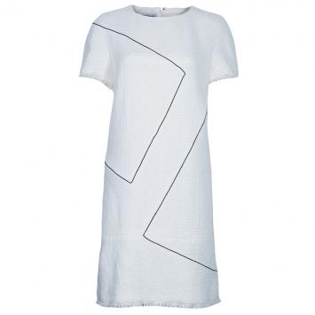 Pre Owned Chanel Cream Tweed Dress L